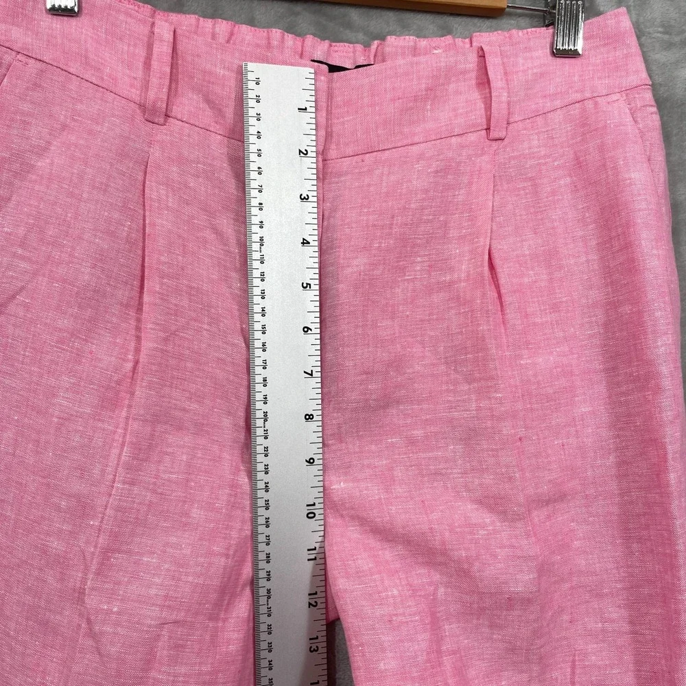 Talbots Bristol Crop Pants Women Size 6 Pink 100% Linen  Wide Leg 23